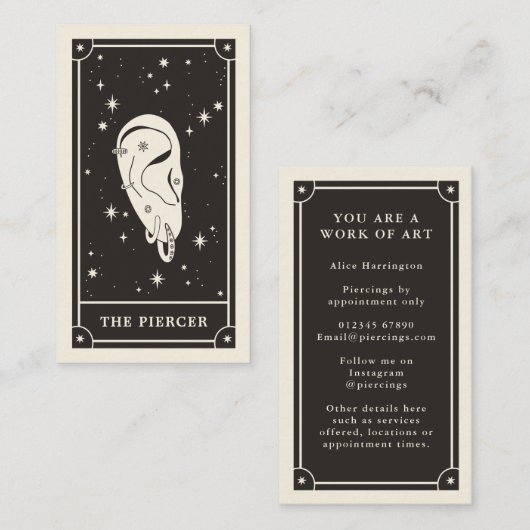 Celestial Boho Tarot Piercer Visitenkarte (Vorne/Hinten)