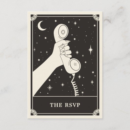 Celestial Boho Tarot Wedding RSVP Card Begleitkarte (Vorderseite)