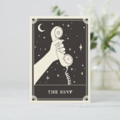 Celestial Boho Tarot Wedding RSVP Card Begleitkarte (Stehend Vorderseite)
