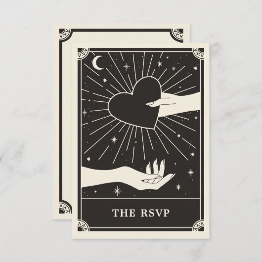 Celestial Boho Tarot Wedding RSVP Card Begleitkarte (Vorne/Hinten)