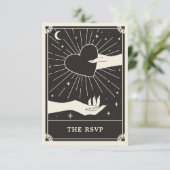 Celestial Boho Tarot Wedding RSVP Card Begleitkarte (Stehend Vorderseite)