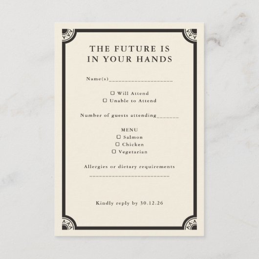 Celestial Boho Tarot Wedding RSVP Card Begleitkarte (Rückseite)