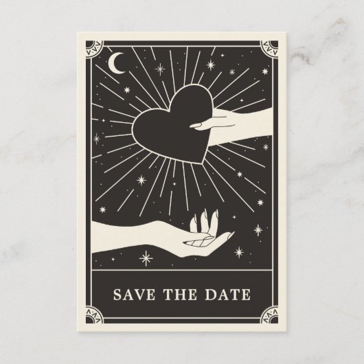Celestial Boho Tarot Wedding Save the Date Card Begleitkarte (Vorderseite)