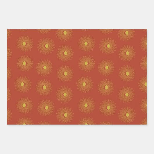 Celestial Boho Terracotta Gold Sun Moon Trendy Geschenkpapier Set (Vorderseite 2)