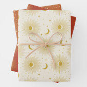 Celestial Boho Terracotta Gold Sun Moon Trendy Geschenkpapier Set (Beispiel)