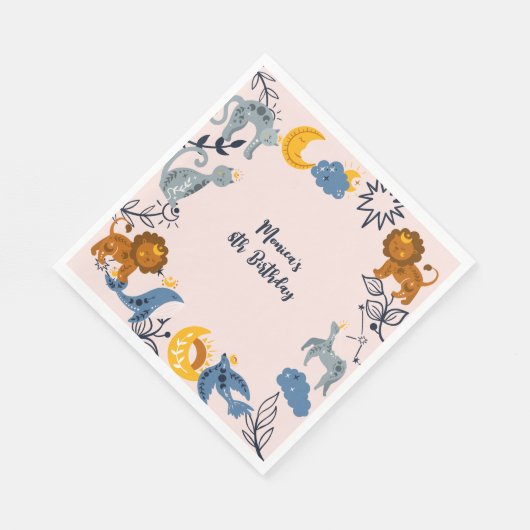 Celestial boho Tiere Geburtstag Serviette (Ecke)