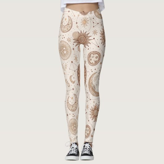 Celestial Botanical Pattern (2) Leggings (Vorderseite)