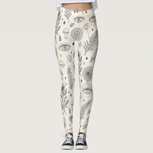 Celestial Botanical Pattern (4) Leggings (Vorderseite)