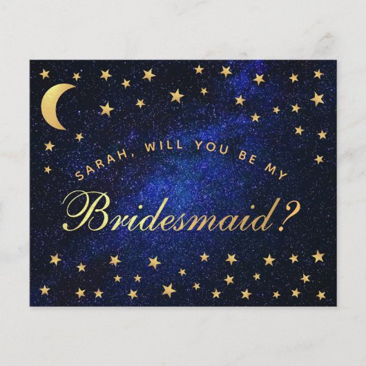 Celestial Budget Gold Stars Bridesmaid Vorschlag (Vorderseite)
