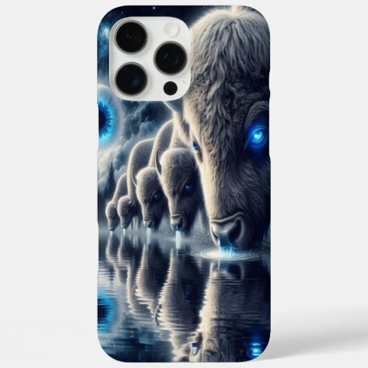 Celestial Buffalos in mystischer Starry Landschaft Case-Mate iPhone Hülle (Rückseite)
