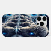 Celestial Buffalos in mystischer Starry Landschaft iPhone Hülle (Rückseite (Horizontal))