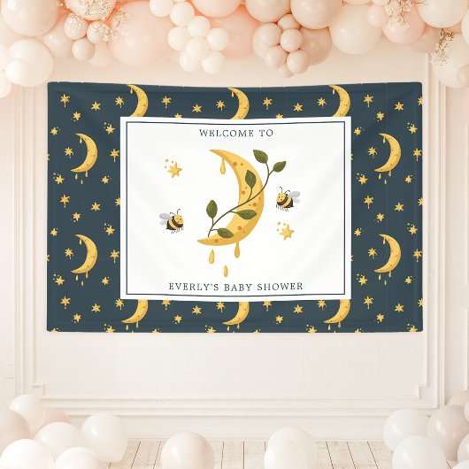 Celestial Bumblebee Moon Honey Baby Dusche Banner