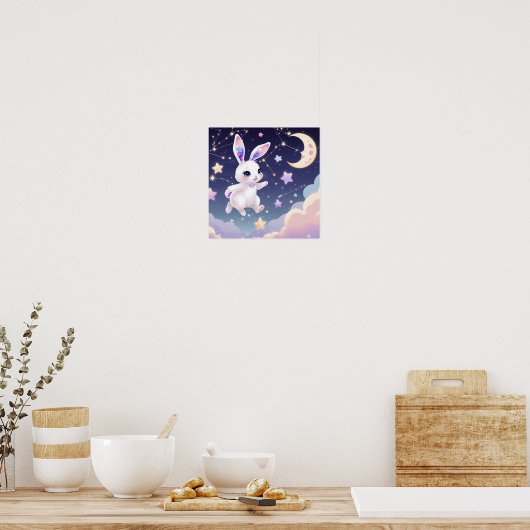 Celestial Bunny Poster – Kawaii Pastel Rabbit (Küche)