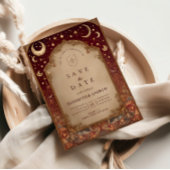 Celestial Burgundy Baroque Wedding Save The Date