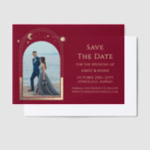 Celestial Burgundy Gold Foto Save the Date Pergament Einladungen (Versetzt)