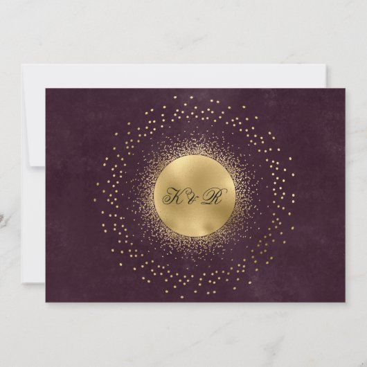 Celestial Burgundy Gold Moon and Stars Wedding Einladung (Rückseite)
