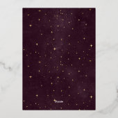 Celestial Burgundy Gold Moon and Stars Wedding Folieneinladung (Rückseite)