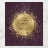 Celestial Burgundy Gold Moon Save the Date Weinetikett (Einzelnes Label)