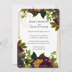 Celestial Burgundy Jewel Tone Wedding Einladung