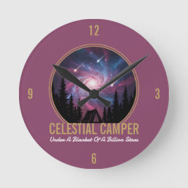 Celestial Camper Galaxy Night Scene Runde Wanduhr