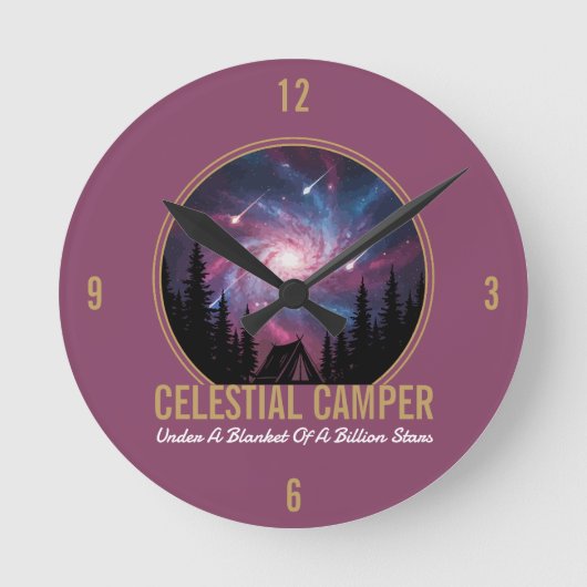 Celestial Camper Galaxy Night Scene Runde Wanduhr (Vorderseite)