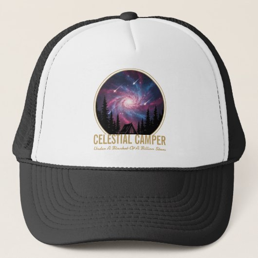 Celestial Camper Galaxy Night Scene Truckerkappe (Vorderseite)