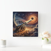 Celestial Cannon: Explosion kosmischer Energie Quadratische Wanduhr (Zuhause)