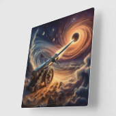 Celestial Cannon: Explosion kosmischer Energie Quadratische Wanduhr (Winkel)