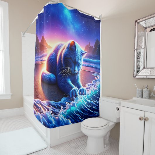 "Celestial Cat by Water" Duschvorhang (Beispiel)