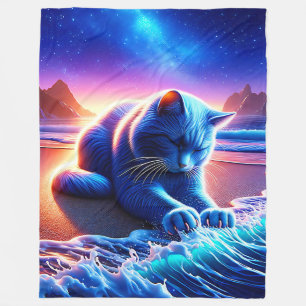 "Celestial Cat by Water" Fleecedecke