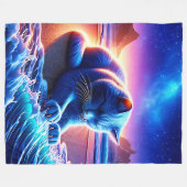 "Celestial Cat by Water" Fleecedecke (Vorderseite (Horizontal))