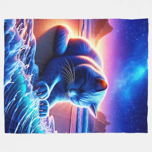 "Celestial Cat by Water" Fleecedecke (Vorderseite (Horizontal))