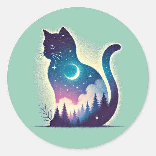 Celestial Cat - Dreamy Double Exposure Art Sticker (Vorderseite)