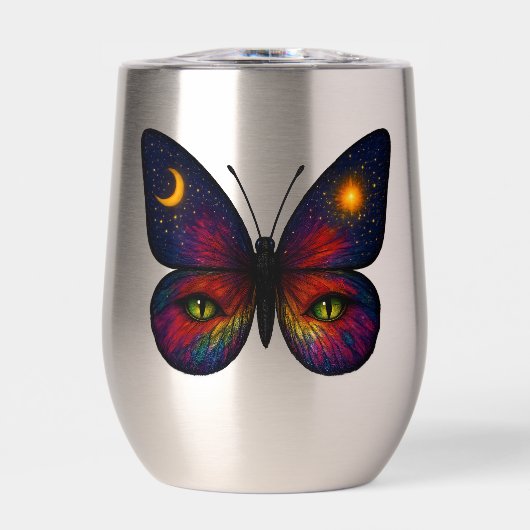 Celestial Cat-Eye Butterfly Colorful Sun Moon Boho (Vorderseite)