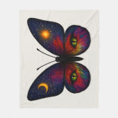 Celestial Cat-Eye Butterfly Colorful Sun Moon Boho Fleecedecke (Vorderseite)