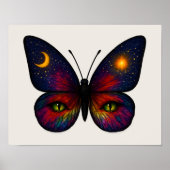 Celestial Cat-Eye Butterfly Sun Moon Star Boho Art Poster (Vorne)