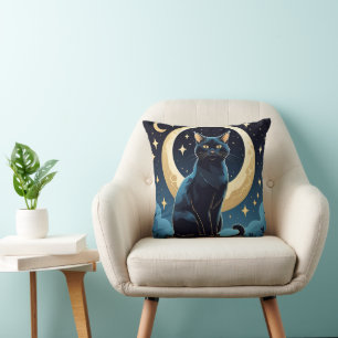 Celestial Cat Throw Kissen - Magischer Mondlicht &