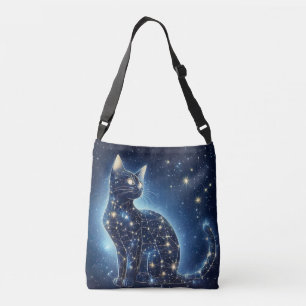 Celestial Cat Tote Bag - Mystische Sternenfeline Tragetaschen Mit Langen Trägern