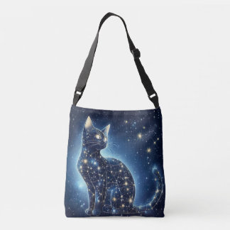 Celestial Cat Tote Bag - Mystische Sternenfeline Tragetaschen Mit Langen Trägern
