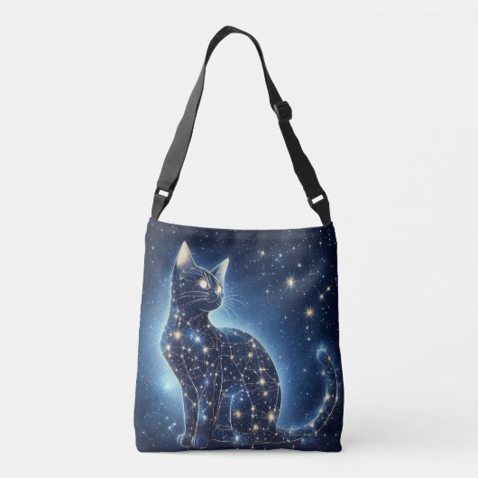 Celestial Cat Tote Bag - Mystische Sternenfeline Tragetaschen Mit Langen Trägern (Rückseite)