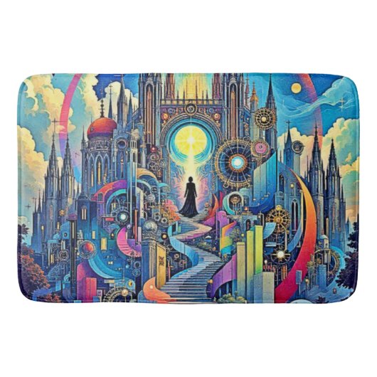 Celestial Cathedral Cityscape Badematte (Vorderseite)