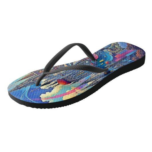 Celestial Cathedral Cityscape Badesandalen (Schrägansicht)