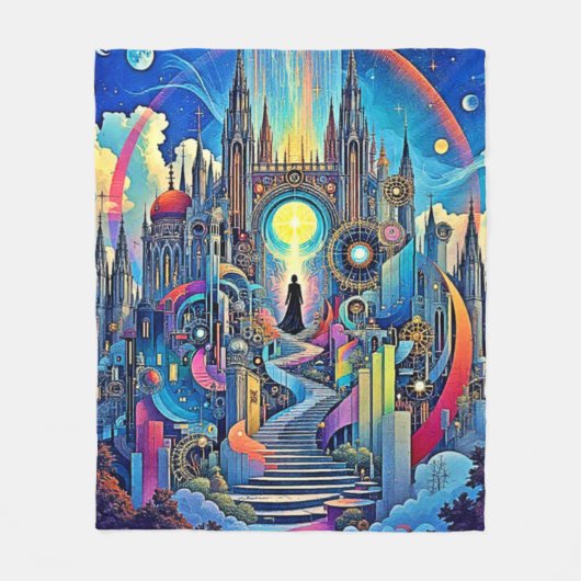 Celestial Cathedral Cityscape Fleecedecke (Vorderseite)