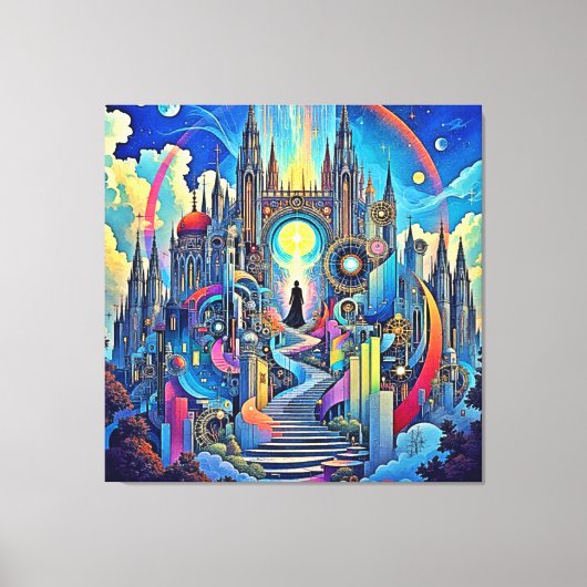 Celestial Cathedral Cityscape Leinwanddruck (Vorderseite)