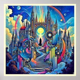 Celestial Cathedral Cityscape Poster