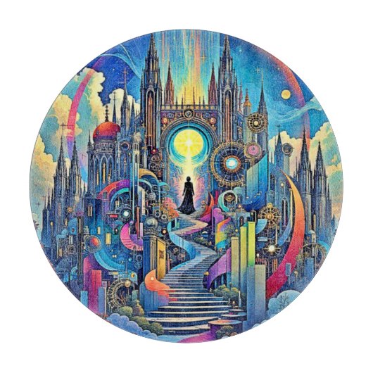 Celestial Cathedral Cityscape Schneidebrett (Vorderseite)