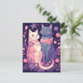 Celestial Cats Grußkarte Postkarte (Stehend Vorderseite)
