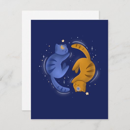 Celestial Cats Notecard Dankeskarte (Vorne/Hinten)