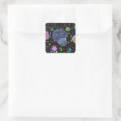 Celestial Celebrations: Maximalist Abstract Art  Quadratischer Aufkleber (Tasche)