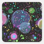 Celestial Celebrations: Maximalist Abstract Art  Quadratischer Aufkleber (Vorderseite)